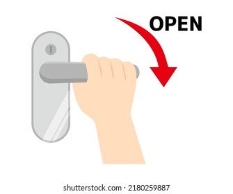 Open the door by hand.　Vector illustration of a doorknob.