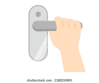 Open the door by hand.　Vector illustration of a doorknob.