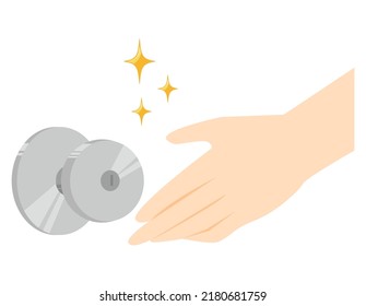 Open the door by hand.　Vector illustration of a doorknob.