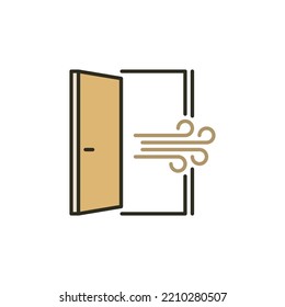 Icono de color de puertas abiertas - Signo moderno del vector de ventilación de habitaciones