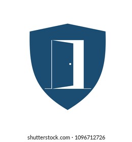 Open door company logo vector design ready to use and editable. Abstract symbol of security. Shield logo. Shield icon. Security logo