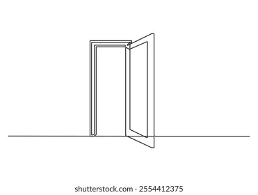 Open door continuous line drawing. Vector illustration