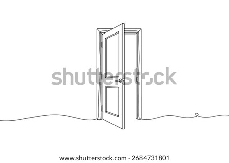 Open Door Continuous One Line Drawing Vector. A symbol of opportunity and a new beginning vector.