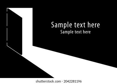 La puerta abierta al fondo oscuro de la habitación. Ilustración del vector