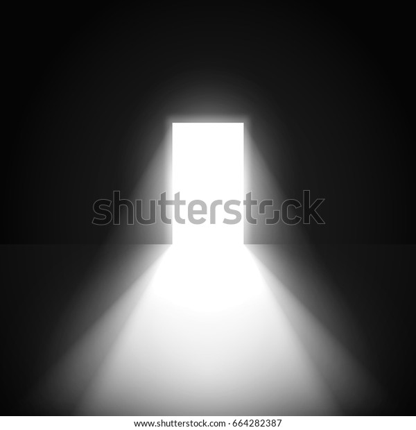 暗い部屋のドアを開け 明かりが通り抜ける のベクター画像素材 ロイヤリティフリー