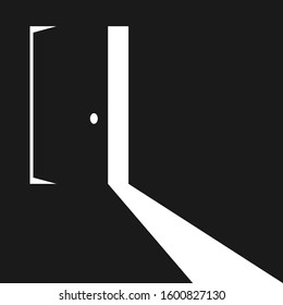 open door in dark. vector modern design illustration