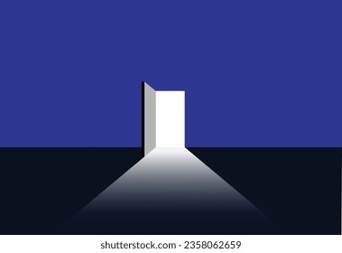 open door in darkness.premium vector design.way to success
