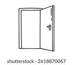 open door doodle hand drawn icon. Outline drawing open door line clipart symbol. Vector illustration