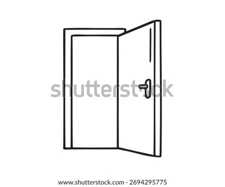 open door doodle hand drawn icon. Outline drawing open door line clipart symbol. Vector illustration