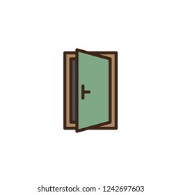 Open door filled outline icon, line vector sign, linear colorful pictogram isolated on white. Exit doorway symbol, logo illustration. Pixel perfect vector graphics