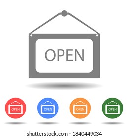 Open door hanging sign icon vector