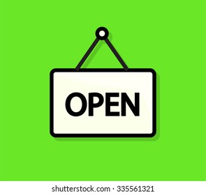 Open Door Icon Banner Flat