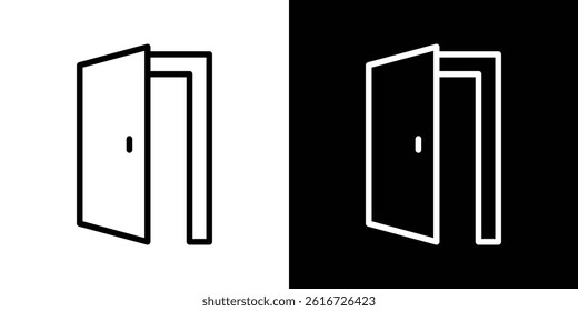 Open door icon for banner and packaging design. Vector illustration