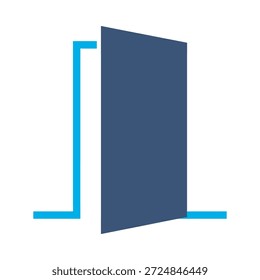 Open door icon blue flat vector design entrance exit symbol home room access opportunity graphic element sign