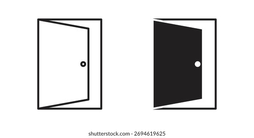 Concepto de icono de puerta abierta. Símbolo del logotipo para el Web y el móvil. Pixel perfecto.