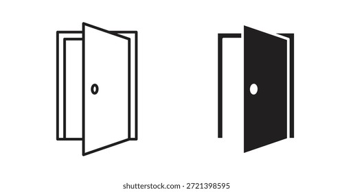 Conjunto de conceito de ícone de porta aberta. Coleção de ícones simples