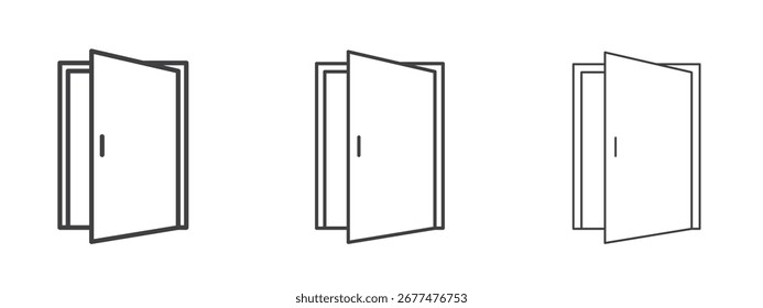 Diseño abierto del icono de la puerta, conveniente para el Web, las infografías, la interfaz y los App.