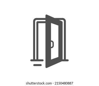Open door icon. Entrance doorway sign. Building entry symbol. Classic flat style. Quality design element. Simple open door icon. Vector