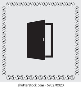 Open door icon, exit vector illustration
