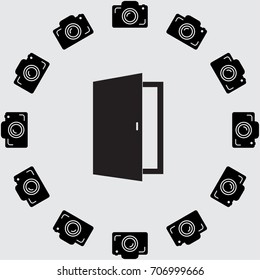 Open door icon, exit vector illustration