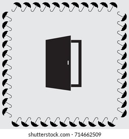 Open door icon, exit vector illustration