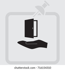 Open door icon, exit vector illustration