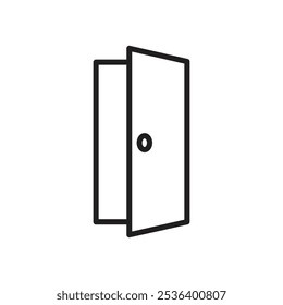 Icono de puerta abierta Ilustración de arte plano en contorno