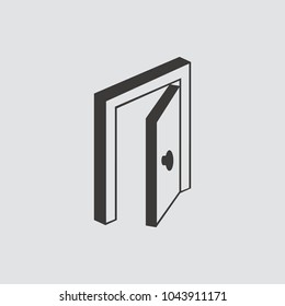 Open door icon isolated of flat style. Vector illustration.