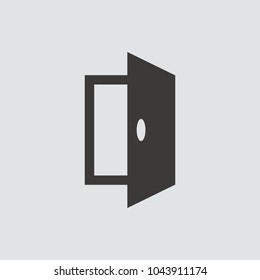Open door icon isolated of flat style. Vector illustration.