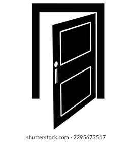 Icono de la puerta abierta, aislado. Diseño plano. Ilustración vectorial.
