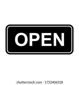 Open the door icon isolated on white background. Market notice symbol