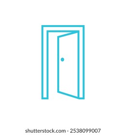 Icono de puerta abierta. Aislado en el fondo blanco