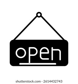 Open the door icon isolated on white background. Market notice symbol