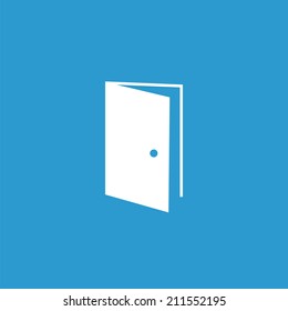 open door icon, isolated, white on the blue background. Exclusive Symbols 