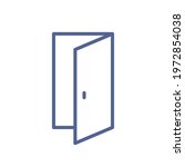 Open door icon in line art style. Lineart doorway pictogram isolated on white background. Entry, welcome and login concept. Simple linear flat vector illustration of entrance symbol for UI design