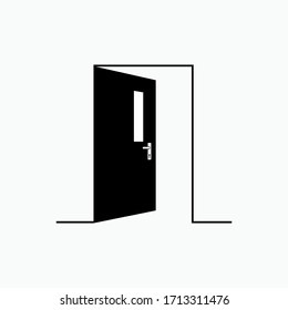 Open Door Icon. Presented in Glyph Style.