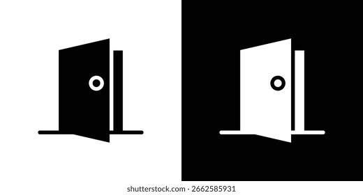 Türsymbol in schwarzem Glyphenformat öffnen. Silhouette Sammlung Vektorgrafik.