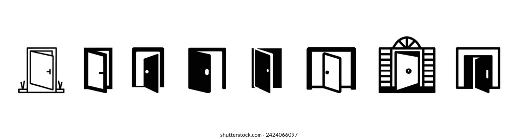 Open door icon, door icon, Door icon set, Different doors web icons collection, window icons