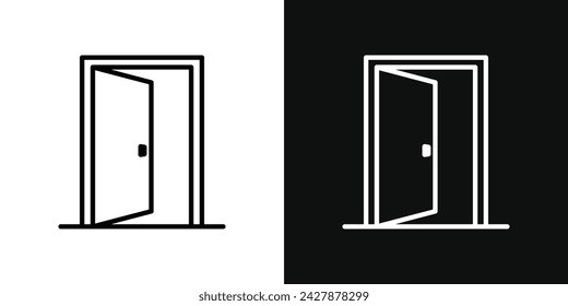 Open Door Icon Set. Vector Illustration