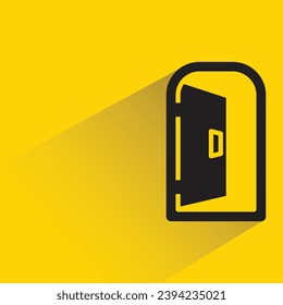 open door icon with shadow on yellow background