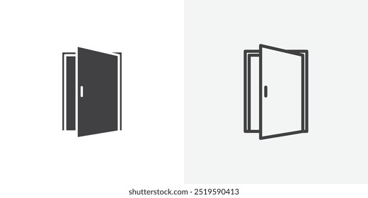 Open door icon. solid filled and stroke thin line style eps 10