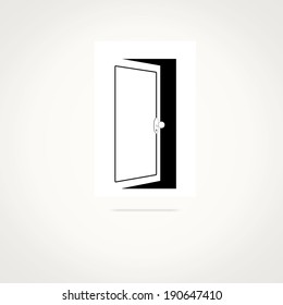 Open door icon and space for your text, vector illustration