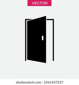 Open door icon. vector flat black simple illustration for web and app..eps