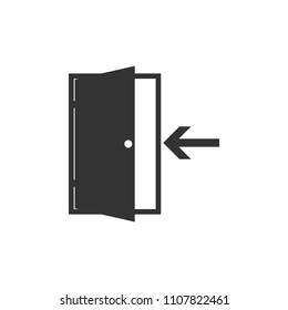 Open door icon. Vector illustration, flat design.