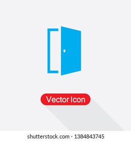 Open The Door Icon Vector Illustration In Flat Style Eps10