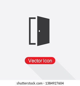 Open The Door Icon Vector Illustration In Flat Style Eps10