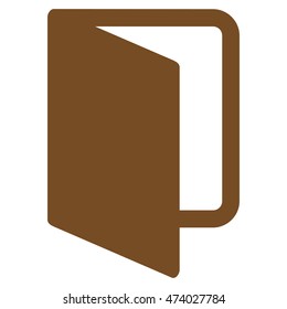 Open Door icon. Vector style is flat iconic symbol with rounded angles, brown color, white background.