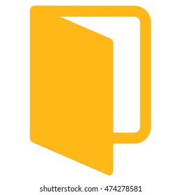 Open Door icon. Vector style is flat iconic symbol with rounded angles, yellow color, white background.