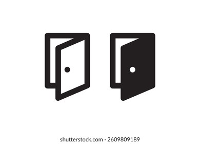 Open door icons in outline and solid style Vector