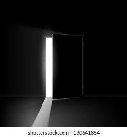 Open Door. Illustration On Black Background For Creative Design